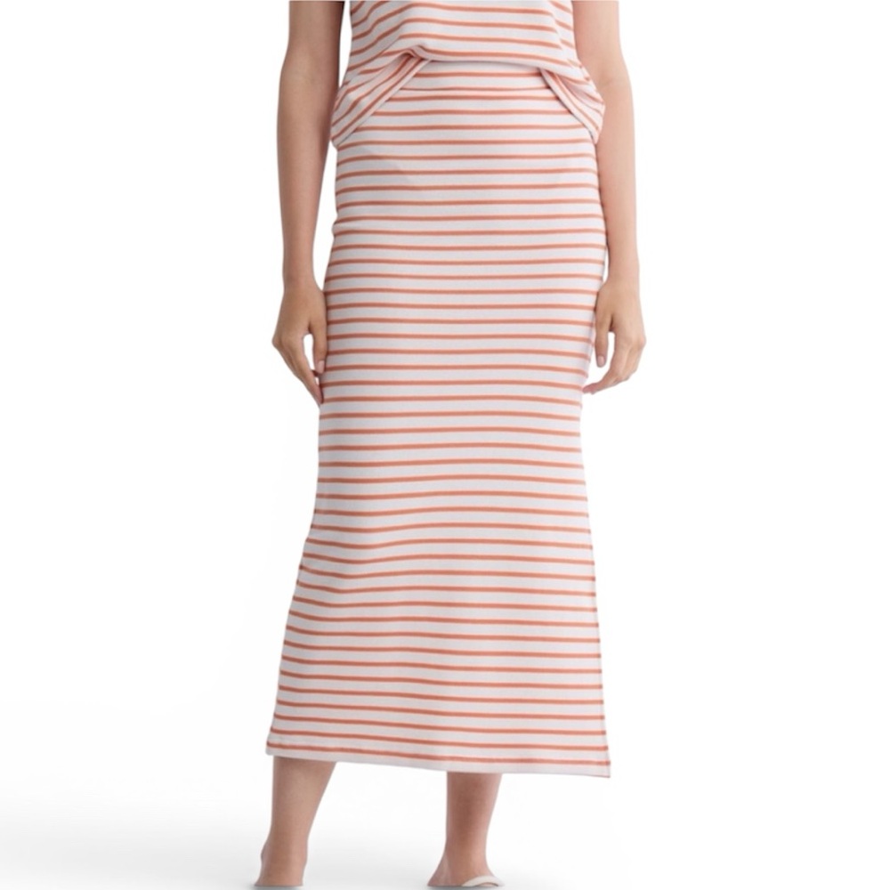 Splendid Royale Midi Skirt in Orange/Cream Size Medium